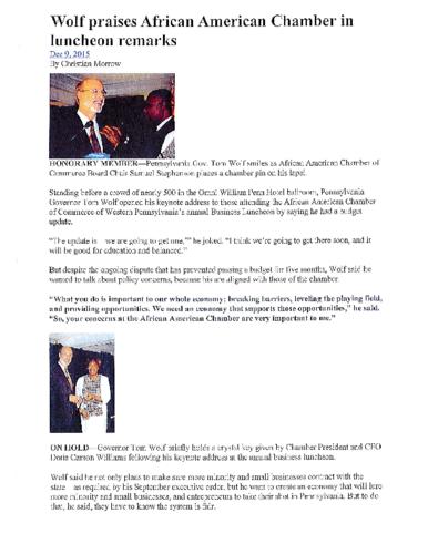 Governor Wolf praises African American Chamber in luncheon remarks