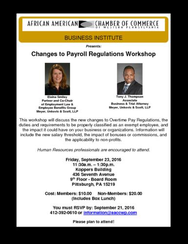Changes to Payroll Regulations Workshop