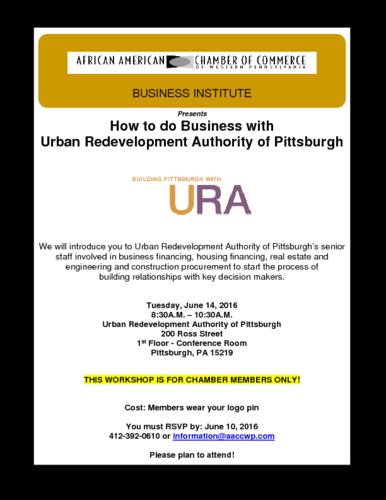 How to do Business with Urban Redevelopment Authority of Pittbsurgh