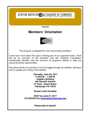 Members' Orientation Flyer