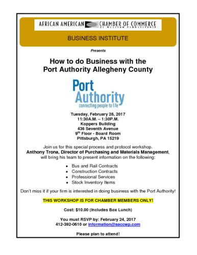 How to do Business with Port Authority of Allegheny County