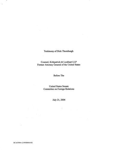 "Testimony: “Combating Multilateral Development Bank Corruption: U.S. Treasury Role and Internal Efforts"" Senate Foreign Relations Committee, Washington, D.C.