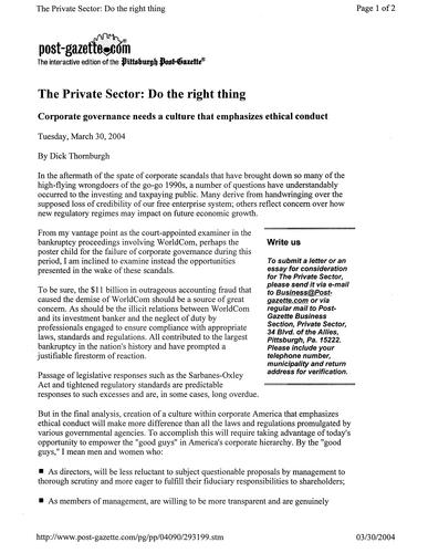 "The Private Sector," Post-Gazette