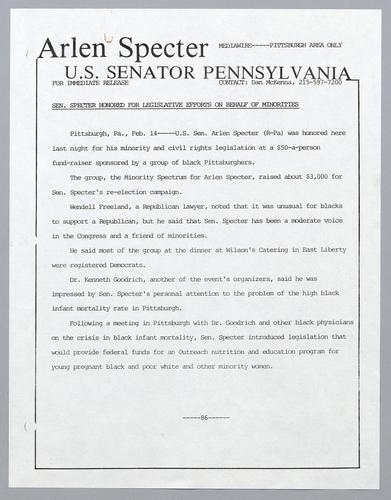 Senator Specter honored for legislative efforts on behalf of minorities
