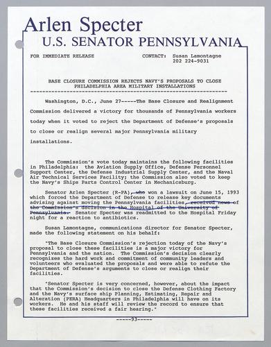 Base Closure Commission rejects Navy's proposal to close Philadelphia area military installations
