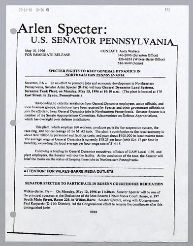 Specter fights to keep General Dynamics in northeastern Pennsylvania