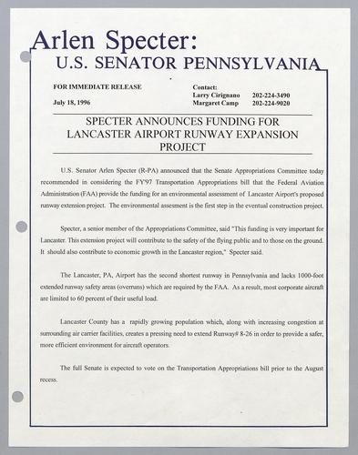 Specter requests FEMA funding for flood victims
