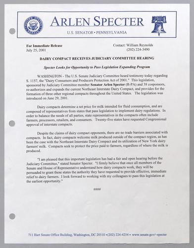 Dairy compact receives Judiciary Committee hearing