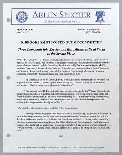 D. Brooks Smith voted out of committee
