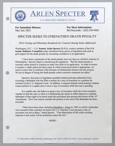 Specter seeks to strengthen death penalty