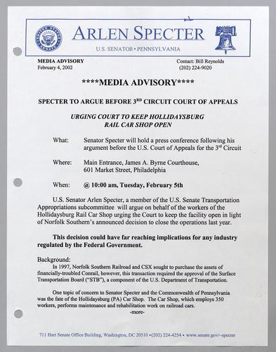 Specter to argue before 3rd Circuit Court of Appeals