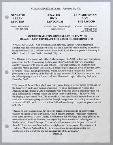 Lockheed Martin Archibald facility wins $106.6 million contract for laser guided bomb kits