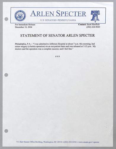 Statement of Senator Arlen Specter