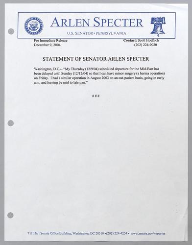 Statement of Senator Arlen Specter