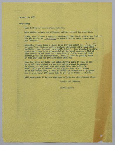 Martha Glaser Outgoing Correspondence