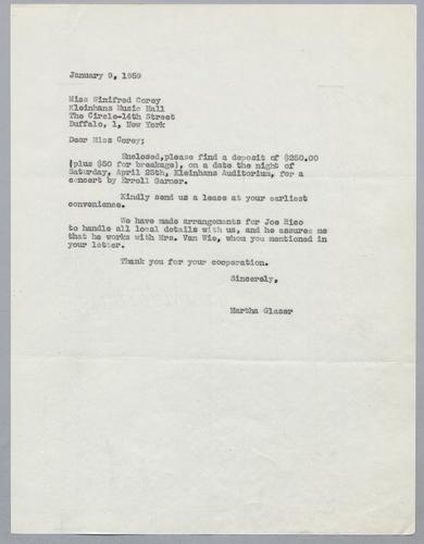 Martha Glaser Outgoing Correspondence