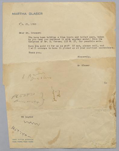 Martha Glaser Outgoing Correspondence