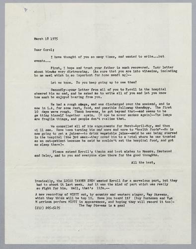 Martha Glaser Outgoing Correspondence