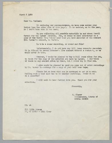 Martha Glaser Outgoing Correspondence