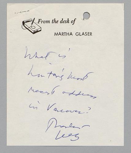Martha Glaser Outgoing Correspondence