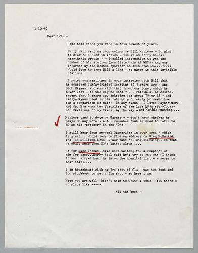 Martha Glaser Outgoing Correspondence