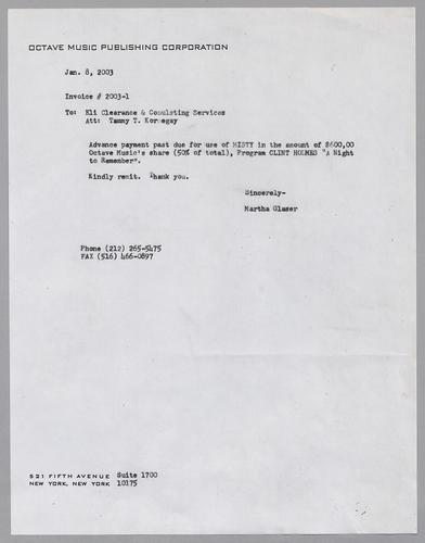 Martha Glaser Outgoing Correspondence