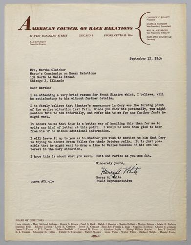 Correspondence from Frank Sinatra