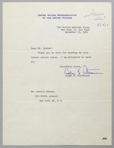 Correspondence from Adlai Stevenson