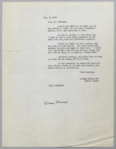 Correspondence from E. Leroy “Slam” Stewart