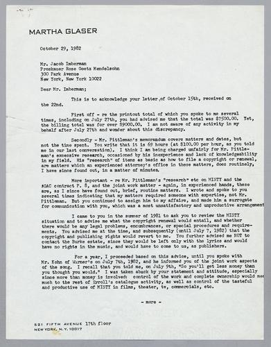 Martha Glaser, Legal; probate