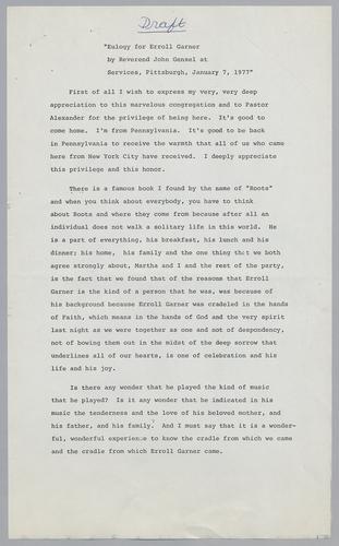 Martha Glaser Personal; regarding Erroll's Death and Memorial Service