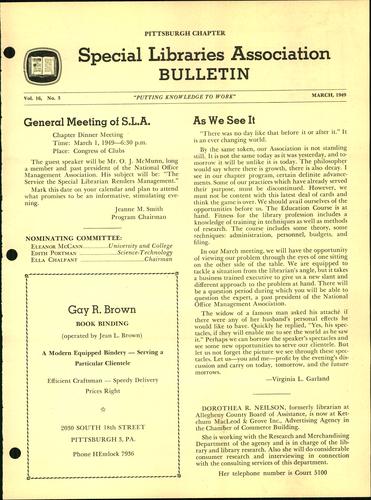 Pittsburgh Chapter bulletin