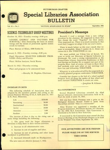 Pittsburgh Chapter bulletin