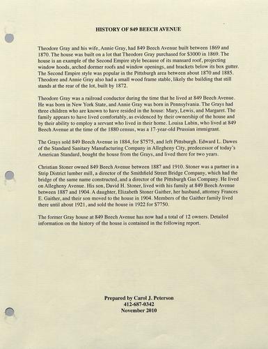 History of 849 Beech Avenue