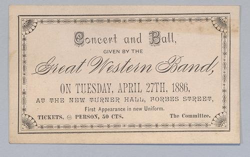 Ticket, Great Western Band Concert, Pittsburgh, Pennsylvania