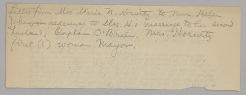 Marian N. Horwitz to Miss Helen Johnson