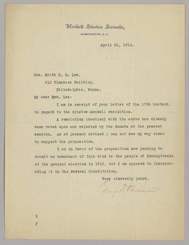 George T. Oliver to Edith H. M. Lee