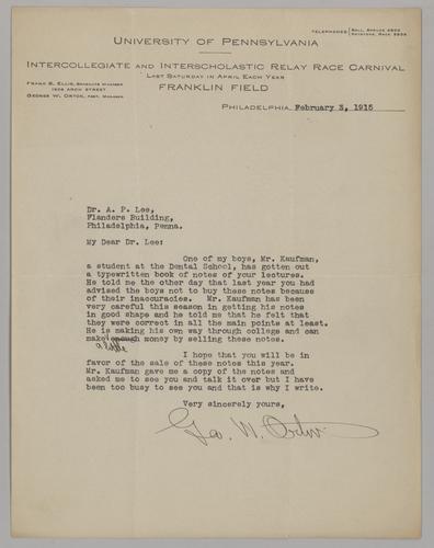 George W. Orton to Alfred P. Lee