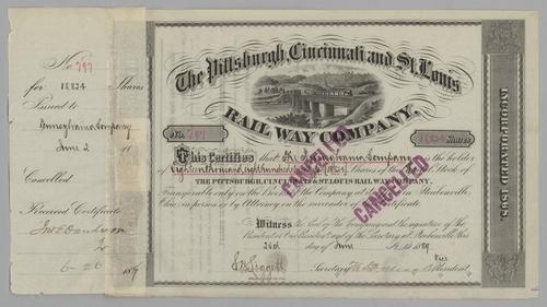 Pittsburgh, Cincinnati and St. Louis Railway Co. Stock Certificate
