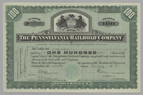 Pennsylvania Railroad Stock Certificate