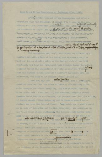 Notes on the Memorandum of September 27, 1918