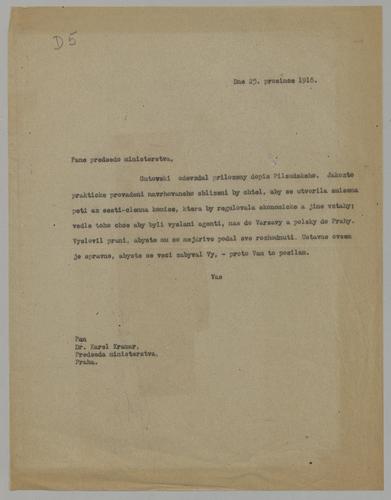 Letter to Premier Kramer regarding Poland