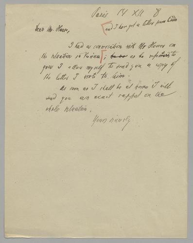 Draft of a Letter to Col. House