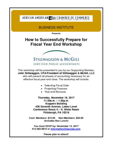 Fiscal Year End Workshop