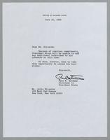 Correspondencia a Julio Elizalde de Paul W. Bateman, Assistente al Presidente Nixon [Correspondence to Julio Elizalde from Paul W. Bateman, Assistant to President Nixon]