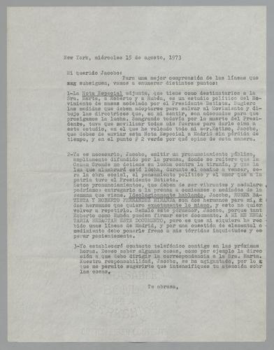 Correspondencia a Jacobo [Correspondence to Jacobo]