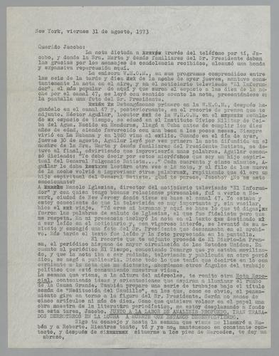 Correspondencia a Jacobo [Correspondence to Jacobo]