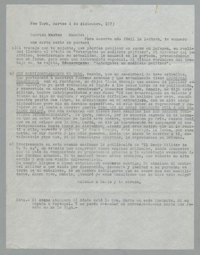 Correspondencia a Manolo [Correspondence to Manolo]