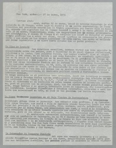 Correspondencia a Abel [Correspondence to Abel]