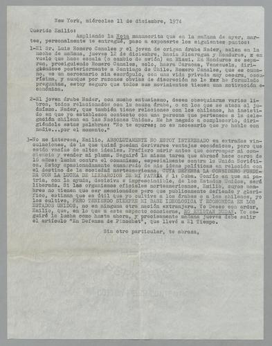 Correspondencia a Emilio [Correspondence to Emilio]